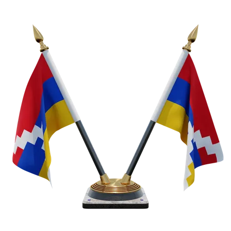 Support de drapeau à double bureau d'Artsakh  3D Flag