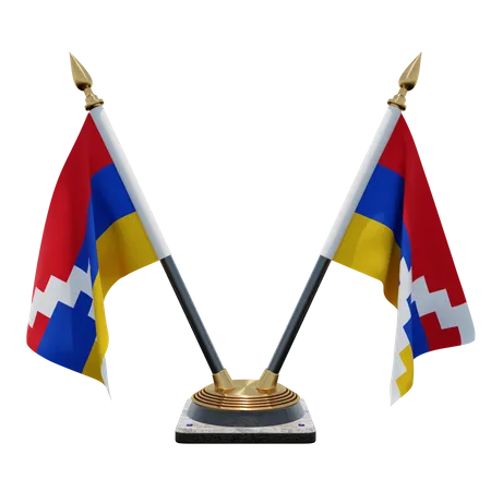 Artsakh Double Desk Flag Stand 3D Illustration