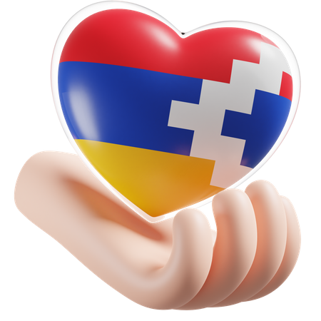 Artsakh Flag Heart Hand Care 3D Icon