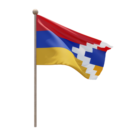 Artsakh Flag Pole  3D Flag