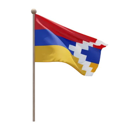 Artsakh Flag Pole  3D Flag