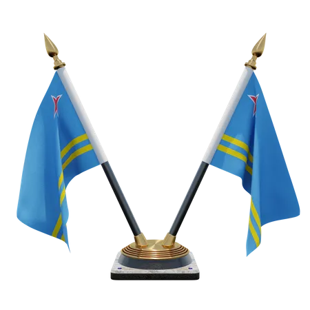 Support de drapeau de bureau double Aruba  3D Flag