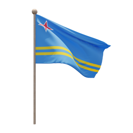 Aruba Flag Pole  3D Illustration