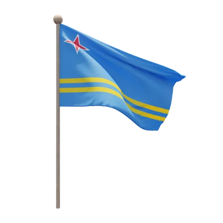 Aruba Flag Pole  3D Flag