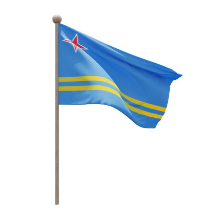 Aruba Flagpole  3D Flag