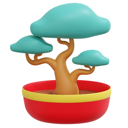 Árvore bonsai em uma panela  3D Icon