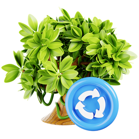 Árvore com círculo ecológico  3D Icon
