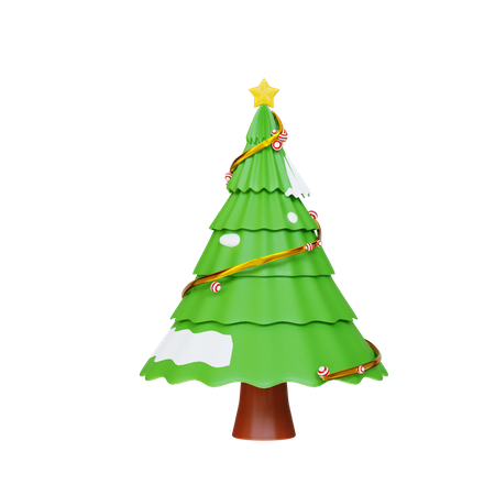 Árvore de natal com estrela  3D Illustration