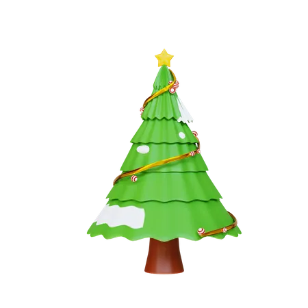 Árvore de natal com estrela  3D Illustration