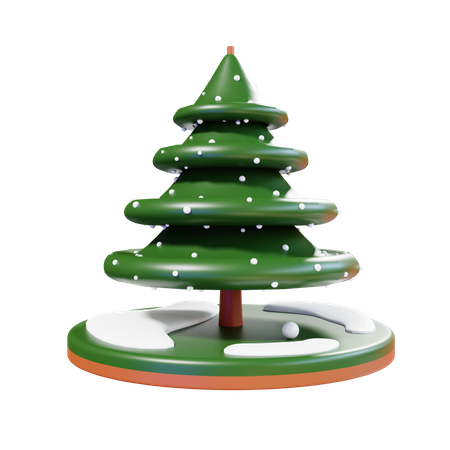 Árvore de natal com neve  3D Illustration