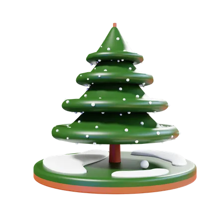 Árvore de natal com neve  3D Illustration