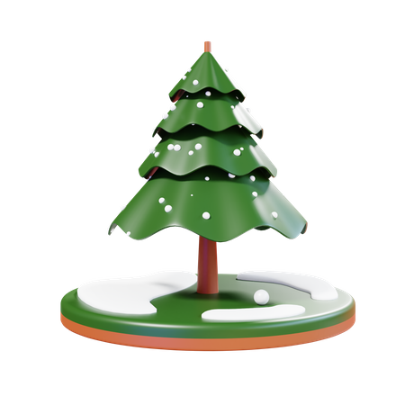 Árvore de natal com neve  3D Illustration