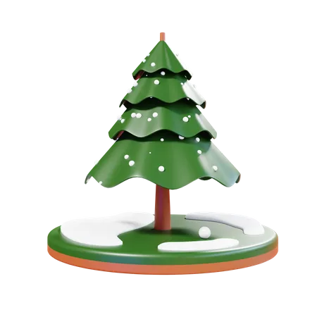 Árvore de natal com neve  3D Illustration