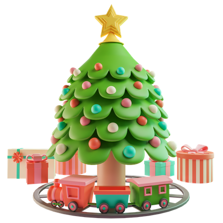 Árvore de natal com presentes  3D Icon