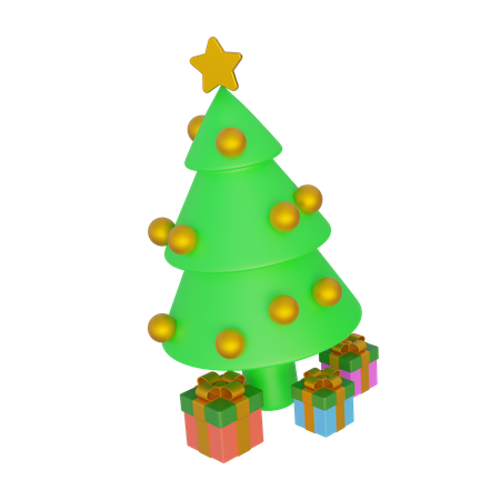 Árvore de natal e presente  3D Icon