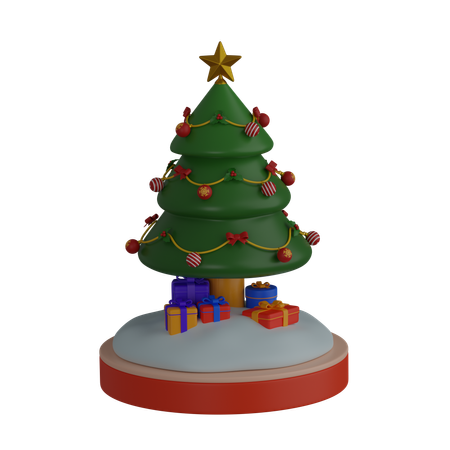 Árvore de natal e presentes  3D Icon