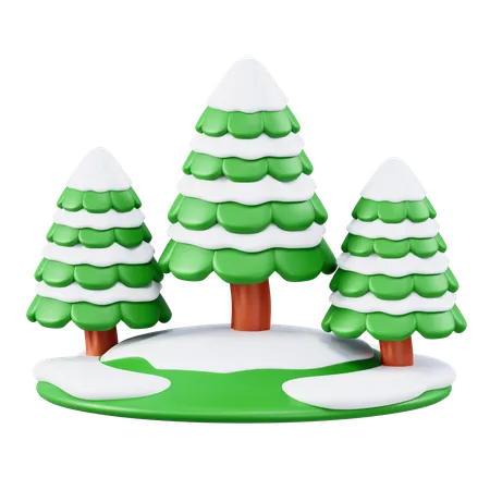 Árvore de natal na neve  3D Icon