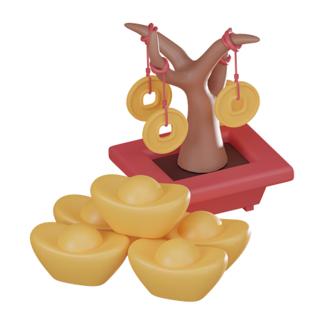 Árvore do dinheiro chinês  3D Icon