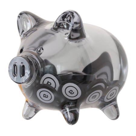 Arweave (AR) Sparschwein aus klarem Glas  3D Icon