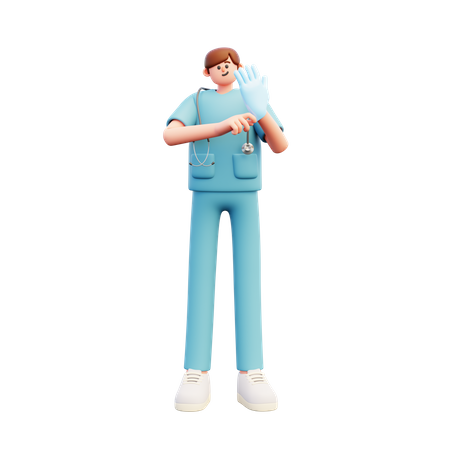 Arzt mit Handschuh  3D Illustration