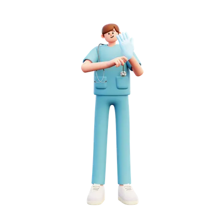 Arzt mit Handschuh  3D Illustration