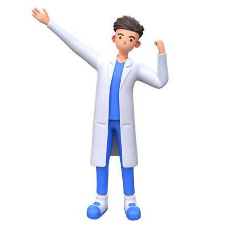 Arzt feiert Sieg  3D Illustration