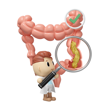Arzt führt Dickdarmanalyse durch  3D Icon