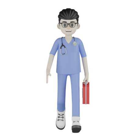 Arzt zu Fuß  3D Illustration