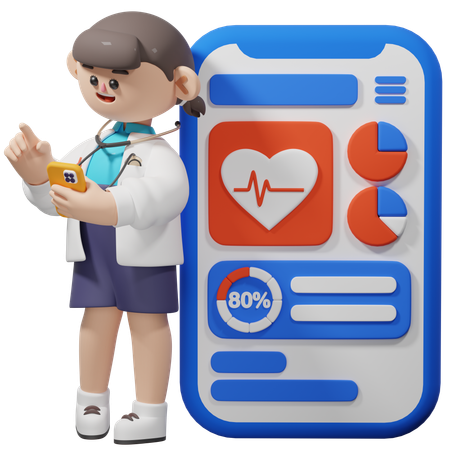 Arzt-Gesundheits-App  3D Illustration