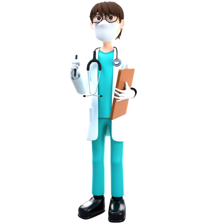 Arzt mit Gesundheitsbericht  3D Illustration