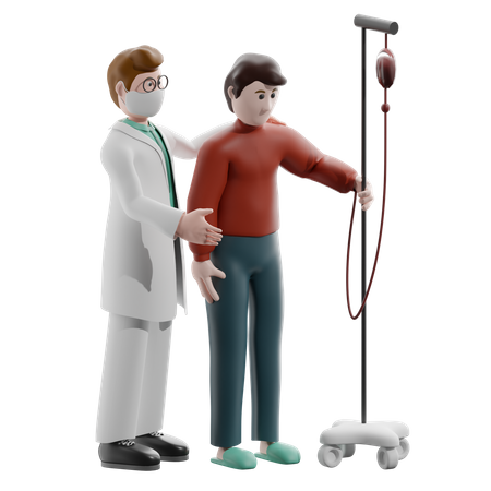 Arzt hilft kranken Patienten  3D Illustration
