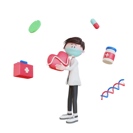 Arzt mit Medizin  3D Illustration