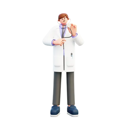 Arzt mit Stethoskop  3D Illustration