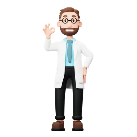 Arzt sagt „OK“-Geste  3D Illustration