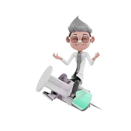 Arzt sitzt auf der Injektion  3D Illustration