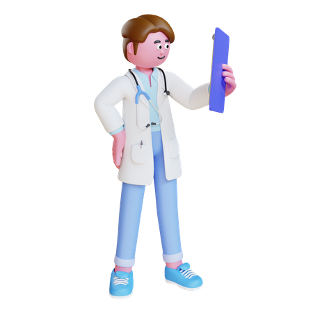 Arzt sucht medizinischen Bericht  3D Illustration