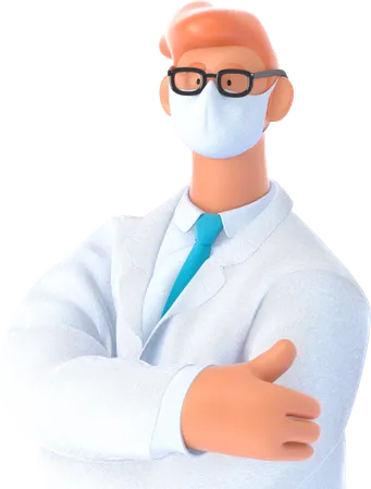 Arzt trägt Maske  3D Illustration