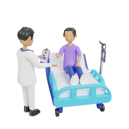 Arzt untersucht Patienten  3D Illustration