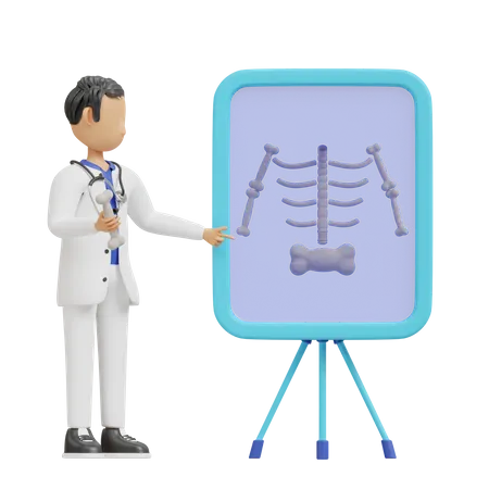 Arzt überprüft Röntgen  3D Illustration
