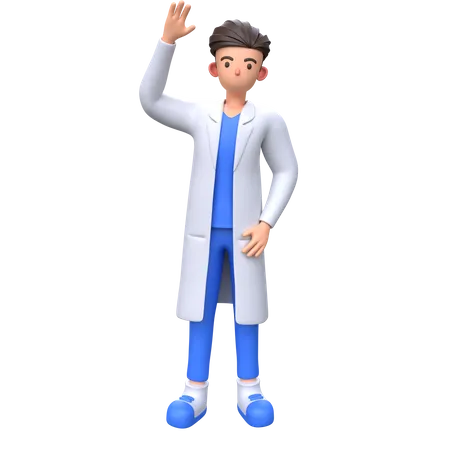 Mannlicher Arzt Winkt Mit Der Hand 3 D Illustration 3D Illustration