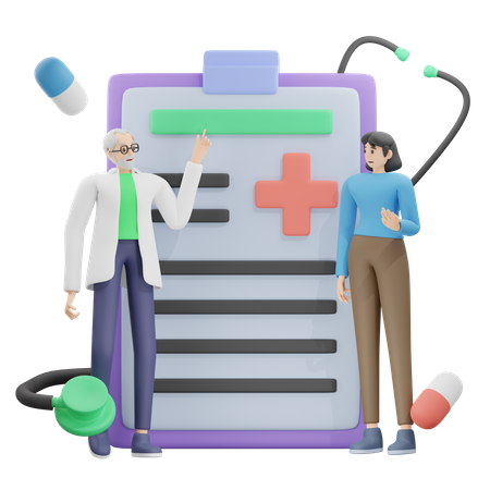 Arztkonsultation mit Patient  3D Illustration