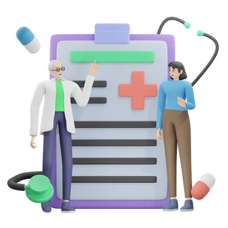 Arztkonsultation mit Patient  3D Illustration