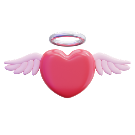 Asas de coração de anjo  3D Icon