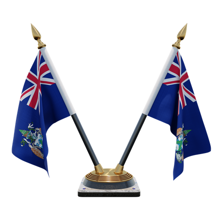 Ascension Island Double Desk Flag Stand  3D Illustration