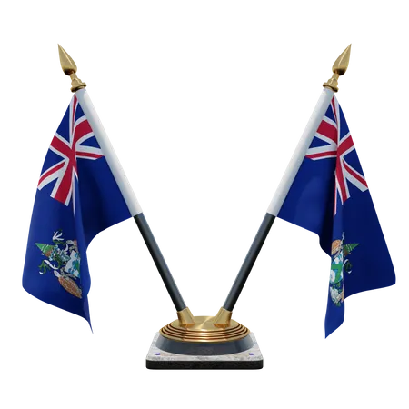 Ascension Island Double Desk Flag Stand  3D Flag