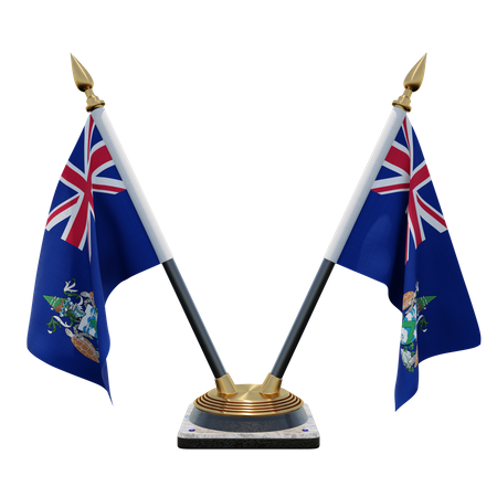 Ascension Island Double (V) Desk Flag Stand  3D Icon