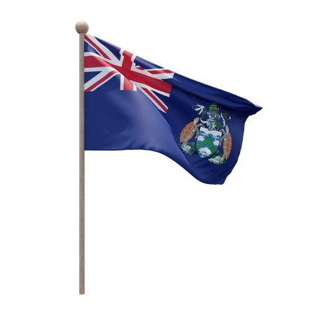 Ascension Island Flag Pole  3D Illustration