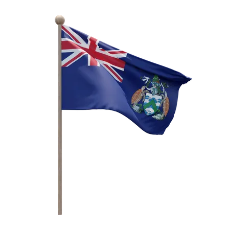 Ascension Island Flag Pole  3D Illustration