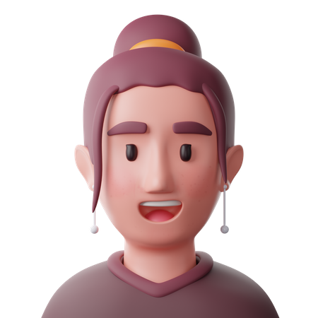 Asian Woman  3D Icon