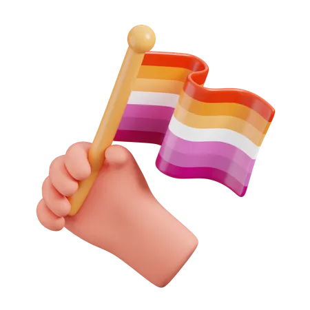 Bandera lesbiana de mano  3D Icon
